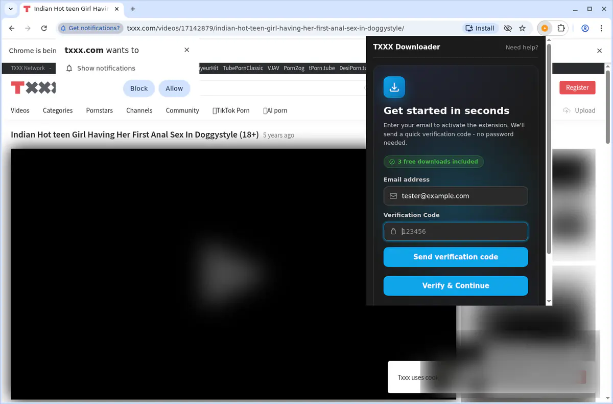 TXXX Video Downloader browser extension screenshot 5